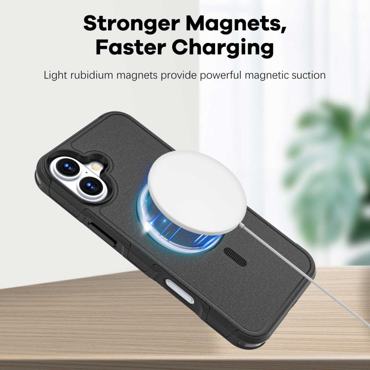 For iPhone 16 Plus RedPepper Armor Magsafe PC Hybrid TPU Phone Case(Black)