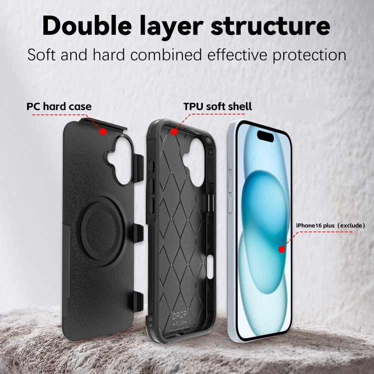 For iPhone 16 Plus RedPepper Armor Magsafe PC Hybrid TPU Phone Case(Black)
