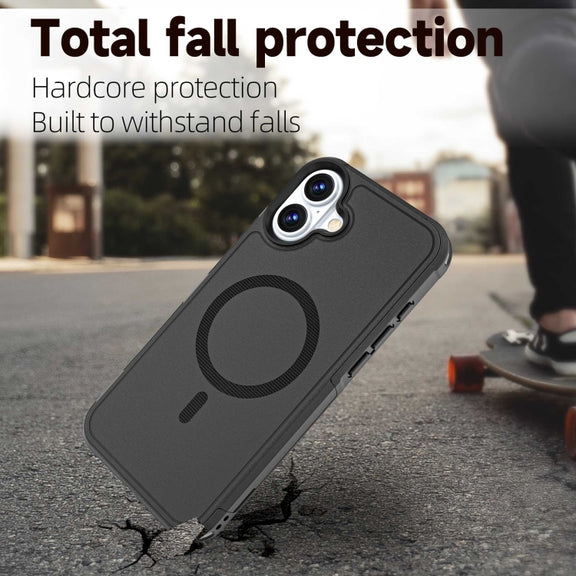For iPhone 16 Plus RedPepper Armor Magsafe PC Hybrid TPU Phone Case(Black)