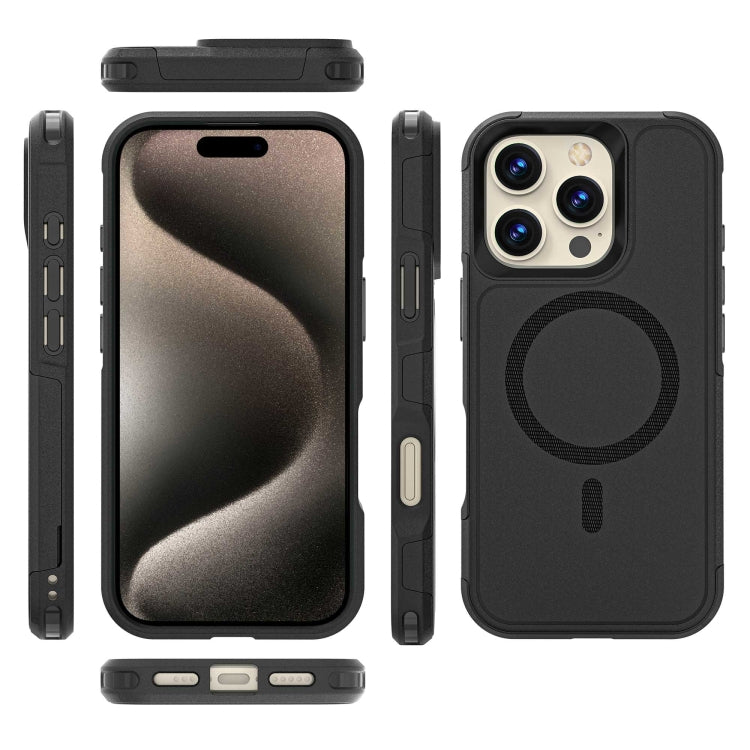 For iPhone 16 Pro Max RedPepper Armor Magsafe PC Hybrid TPU Phone Case(Black)