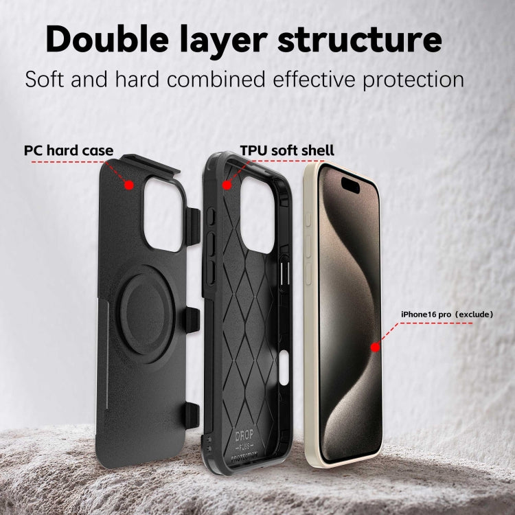 For iPhone 16 Pro Max RedPepper Armor Magsafe PC Hybrid TPU Phone Case(Black)