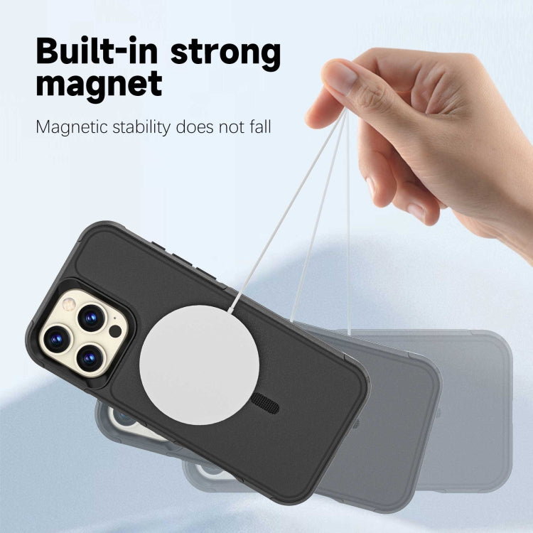 For iPhone 16 Pro Max RedPepper Armor Magsafe PC Hybrid TPU Phone Case(Black)