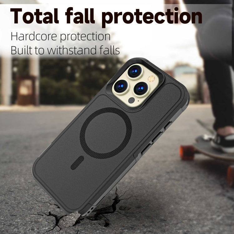 For iPhone 16 Pro Max RedPepper Armor Magsafe PC Hybrid TPU Phone Case(Black)