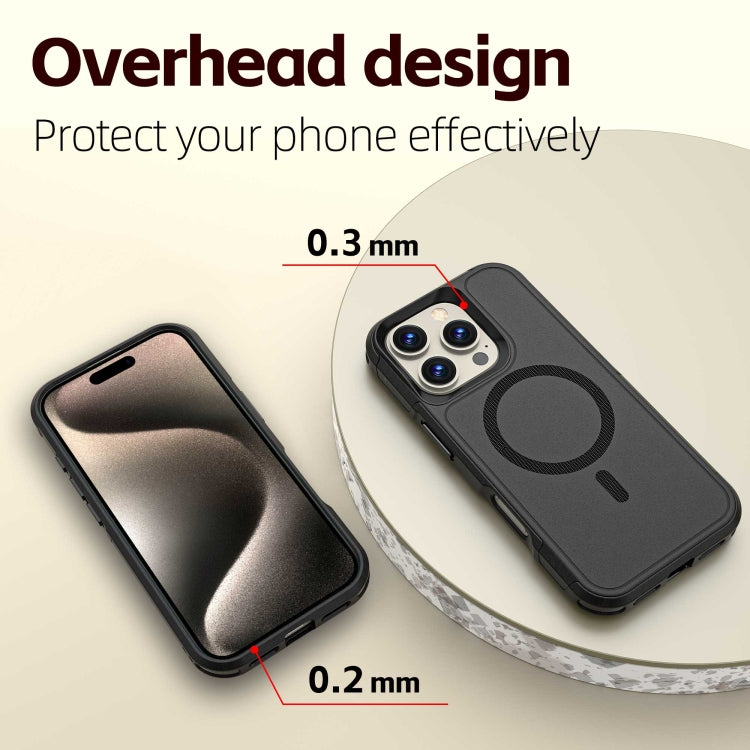 For iPhone 16 Pro Max RedPepper Armor Magsafe PC Hybrid TPU Phone Case(Black)