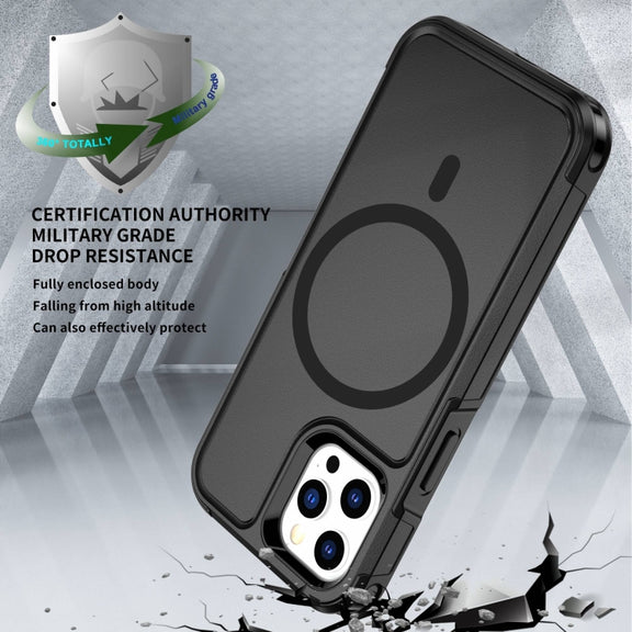 For iPhone 12 Pro Max RedPepper Armor Magsafe PC Hybrid TPU Phone Case(Black)