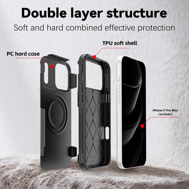For iPhone 17 Pro Max RedPepper Armor Magsafe PC Hybrid TPU Phone Case(Black)