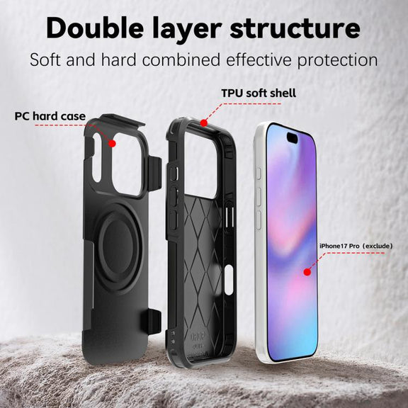 For iPhone 17 Pro RedPepper Armor Magsafe PC Hybrid TPU Phone Case(Black)