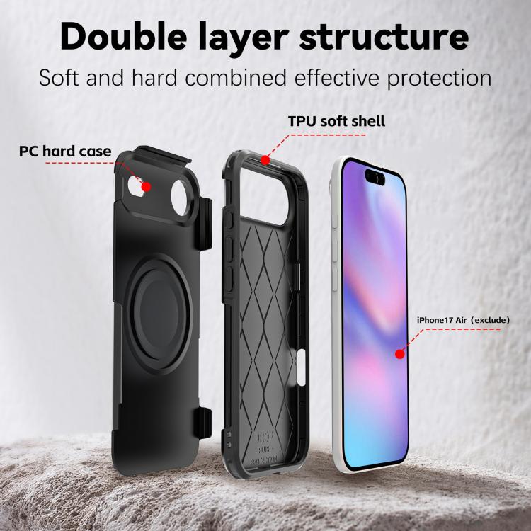 For iPhone 17 Air RedPepper Armor Magsafe PC Hybrid TPU Phone Case(Black)