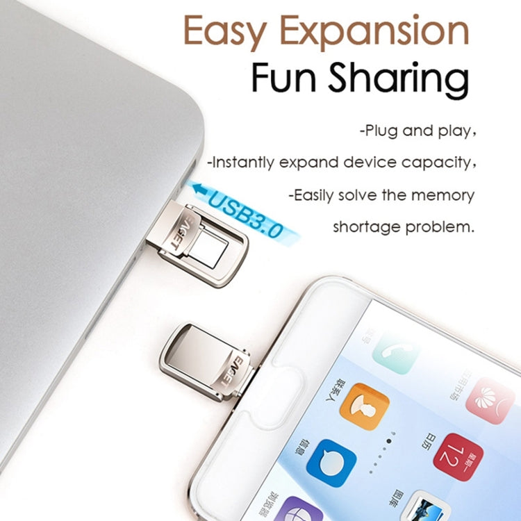 EAGET 64G USB 3.1 + Type-C / USB-C  Interface Metal Twister Flash U Disk, with Micro USB OTG Adapter