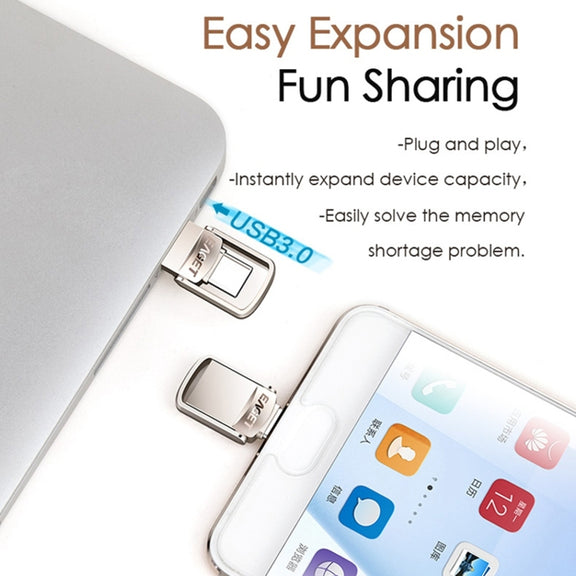 EAGET 64G USB 3.1 + Type-C / USB-C  Interface Metal Twister Flash U Disk, with Micro USB OTG Adapter