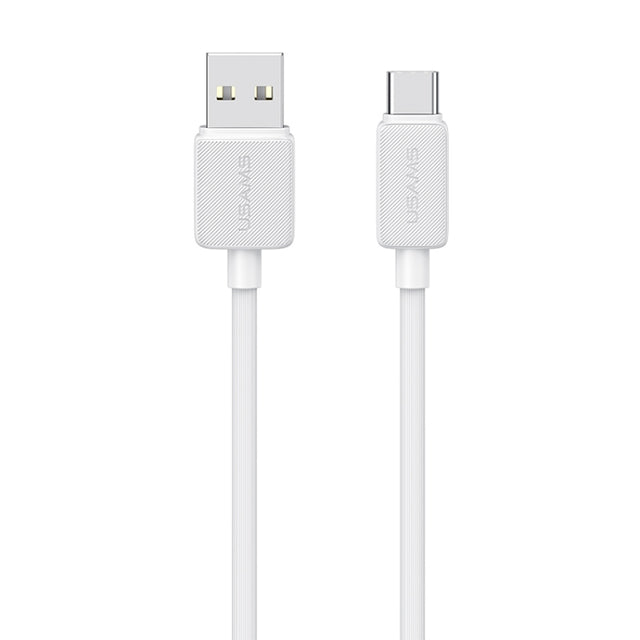 USAMS US-SJ688 USB to USB-C / Type-C 3A Striped Fast Charge Data Cable, Length:1m(White)