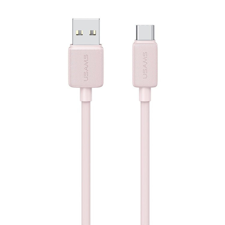 USAMS US-SJ693 USB to USB-C / Type-C 3A Striped Fast Charge Data Cable, Length:2m(Pink)