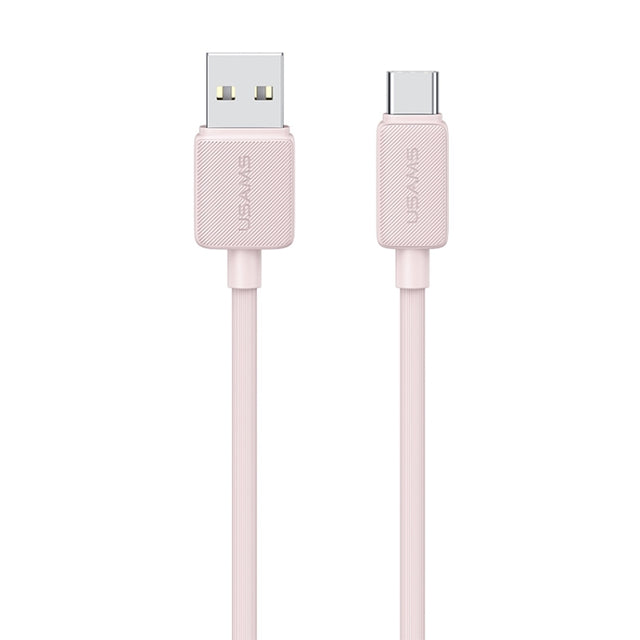 USAMS US-SJ693 USB to USB-C / Type-C 3A Striped Fast Charge Data Cable, Length:2m(Pink)