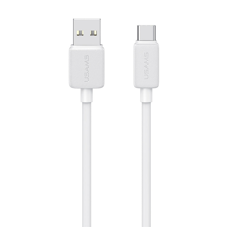 USAMS US-SJ693 USB to USB-C / Type-C 3A Striped Fast Charge Data Cable, Length:2m(White)