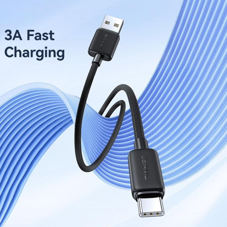 USAMS US-SJ688 USB to USB-C / Type-C 3A Striped Fast Charge Data Cable, Length:1m(Black)