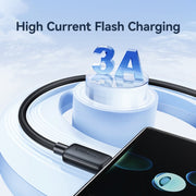 USAMS US-SJ693 USB to USB-C / Type-C 3A Striped Fast Charge Data Cable, Length:2m(Black)