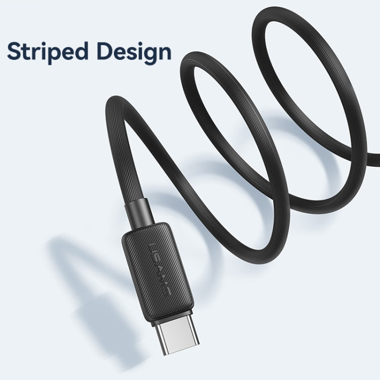 USAMS US-SJ693 USB to USB-C / Type-C 3A Striped Fast Charge Data Cable, Length:2m(Black)