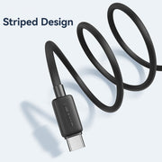 USAMS US-SJ693 USB to USB-C / Type-C 3A Striped Fast Charge Data Cable, Length:2m(Black)
