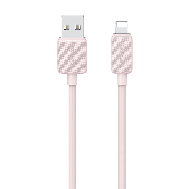 USAMS US-SJ699 USB to 8 Pin 2.4A Striped Fast Charge Data Cable, Length:3m(Pink)