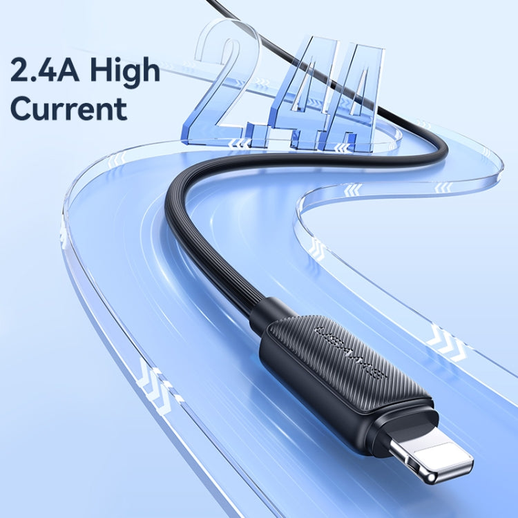 USAMS US-SJ689 USB to 8 Pin 2.4A Striped Fast Charge Data Cable, Length:1m(White)