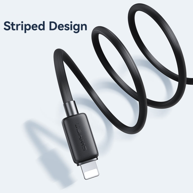 USAMS US-SJ689 USB to 8 Pin 2.4A Striped Fast Charge Data Cable, Length:1m(Black)