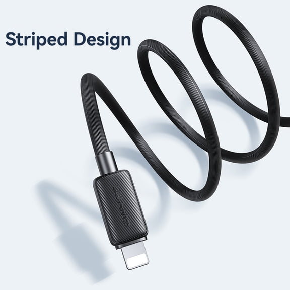 USAMS US-SJ689 USB to 8 Pin 2.4A Striped Fast Charge Data Cable, Length:1m(Black)