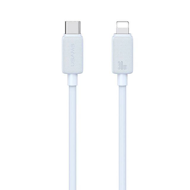 USAMS US-SJ697 USB-C / Type-C to 8 Pin 30W Striped Fast Charge Data Cable, Length:2m(Blue)