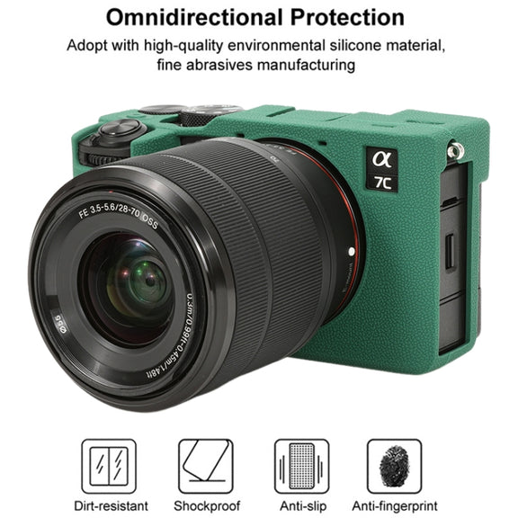 For Sony ILCE-7CM2 / A7C II / A7CR Litchi Texture Soft Silicone Protective Case(Green)
