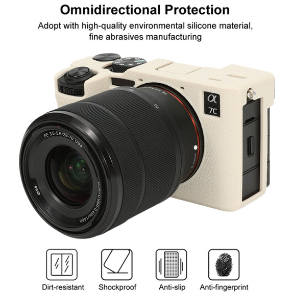 For Sony ILCE-7CM2 / A7C II / A7CR Litchi Texture Soft Silicone Protective Case(White)