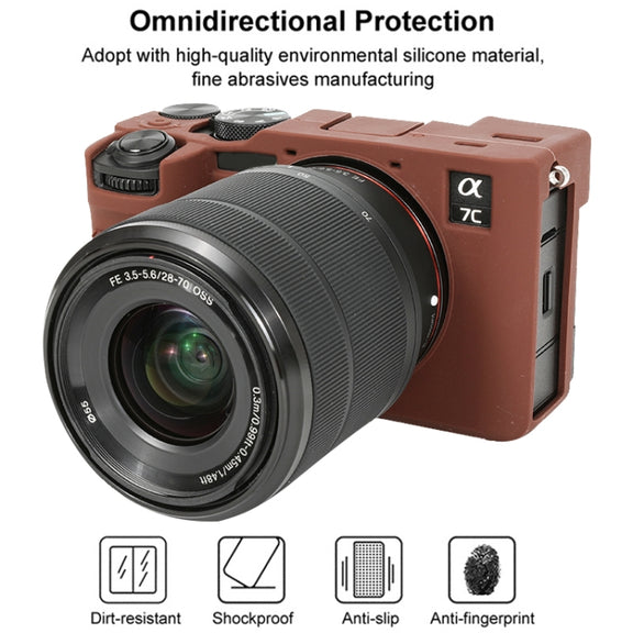For Sony ILCE-7CM2 / A7C II / A7CR Glossy Soft Silicone Protective Case(Coffee)