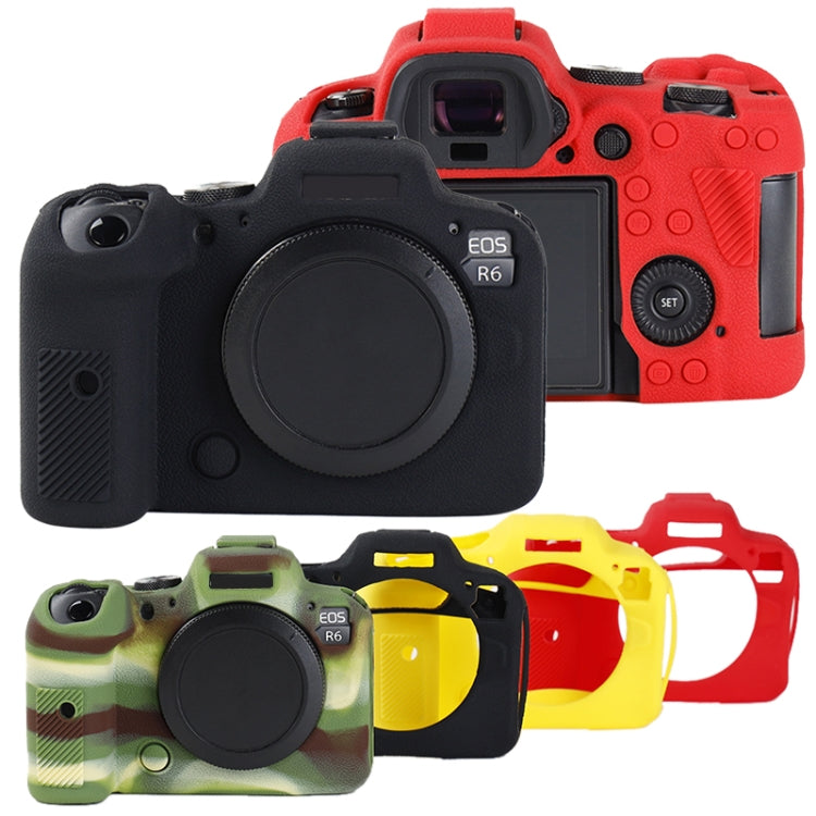 For Canon EOS R6 Mark II Litchi Texture Soft Silicone Protective Case(Yellow)