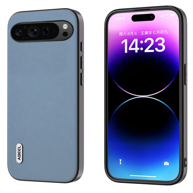 For Google Pixel 9 Pro ABEEL Arashi Texture PU Phone Case(Curtain Blue)