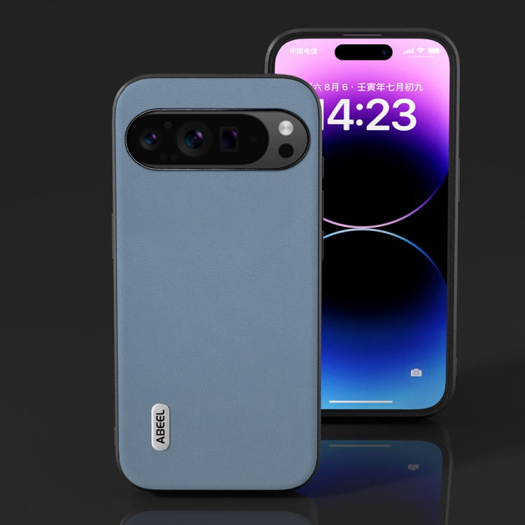 For Google Pixel 9 Pro ABEEL Arashi Texture PU Phone Case(Curtain Blue)