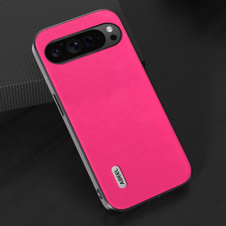For Google Pixel 9 Pro ABEEL Arashi Texture PU Phone Case(Rose Red)