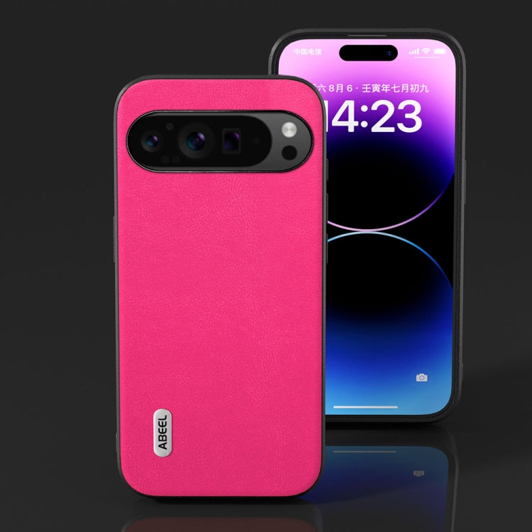 For Google Pixel 9 Pro ABEEL Arashi Texture PU Phone Case(Rose Red)