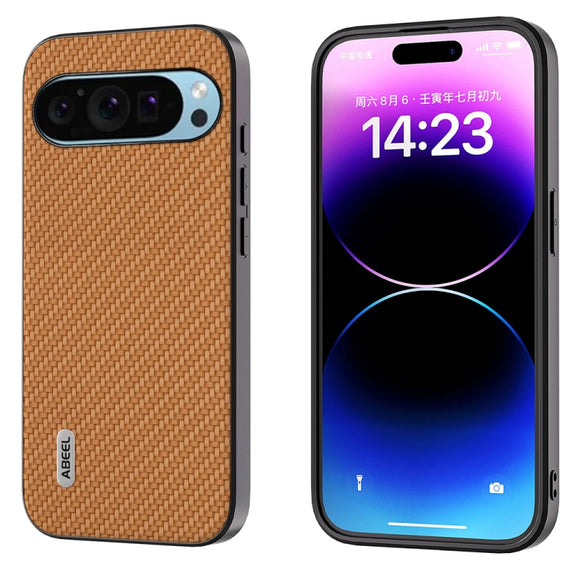 For Google Pixel 9 ABEEL Carbon Fiber Texture Protective Phone Case(Light Brown)