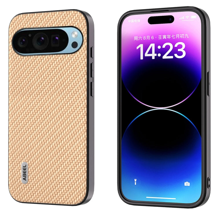For Google Pixel 9 ABEEL Carbon Fiber Texture Protective Phone Case(Gold)