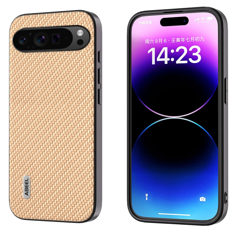 For Google Pixel 9 Pro ABEEL Carbon Fiber Texture Protective Phone Case(Gold)