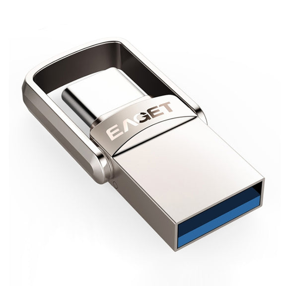 EAGET 64G USB 3.1 + USB-C Interface Metal Twister Flash U Disk, with Micro USB Adapter & Lanyard
