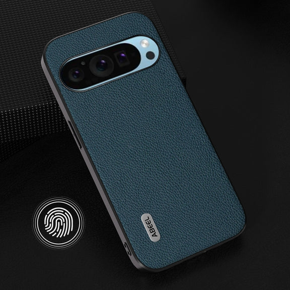 For Google Pixel 9 ABEEL Genuine Leather + PC Litchi Texture Phone Case(Green)