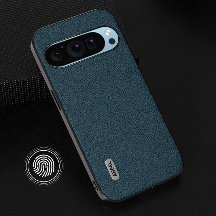 For Google Pixel 9 Pro ABEEL Genuine Leather + PC Litchi Texture Phone Case(Green)