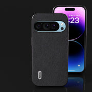 For Google Pixel 9 Pro ABEEL Genuine Leather + PC Litchi Texture Phone Case(Black)