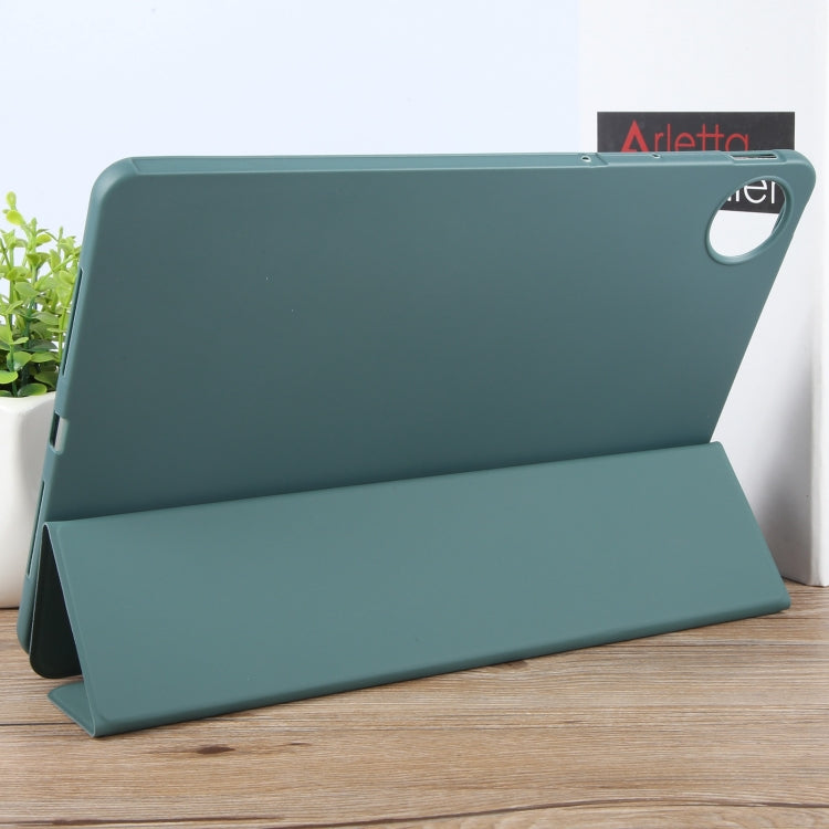 For Huawei MatePad Pro 11 2022/2024 Tri-fold Silicone Leather Tablet Case(Dark Green)