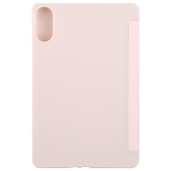 For Huawei MatePad SE 11 2024 Tri-fold Silicone Leather Tablet Case(Pink)