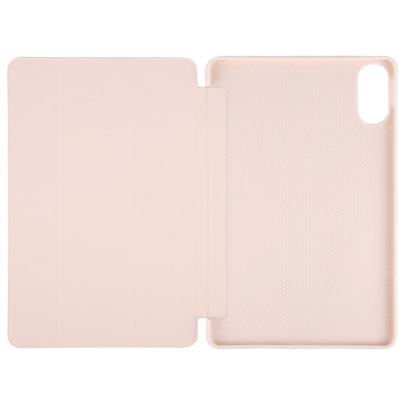 For Huawei MatePad SE 11 2024 Tri-fold Silicone Leather Tablet Case(Pink)