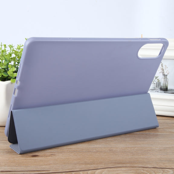 For Huawei MatePad SE 11 2024 Tri-fold Silicone Leather Tablet Case(Lavender)