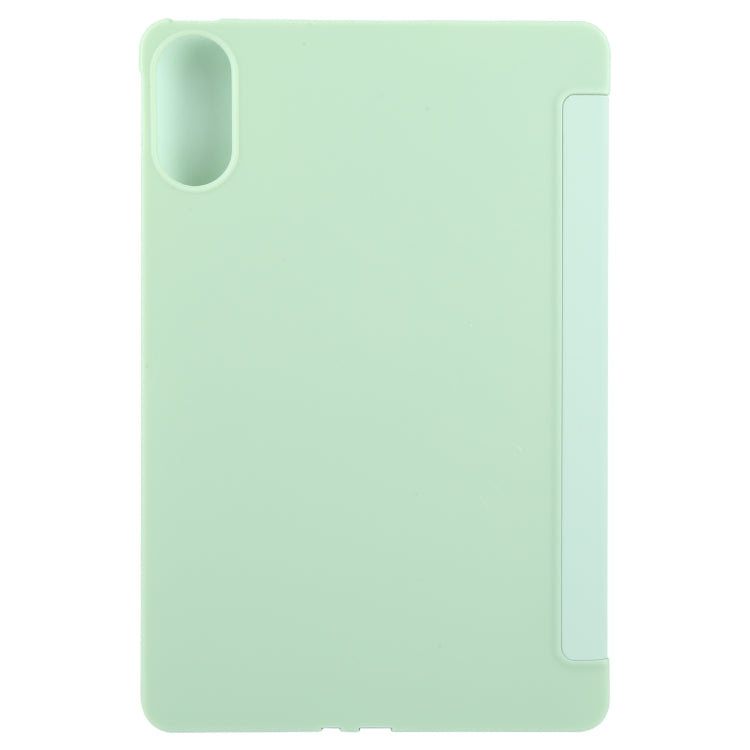 For Huawei MatePad SE 11 2024 Tri-fold Silicone Leather Tablet Case(Green)