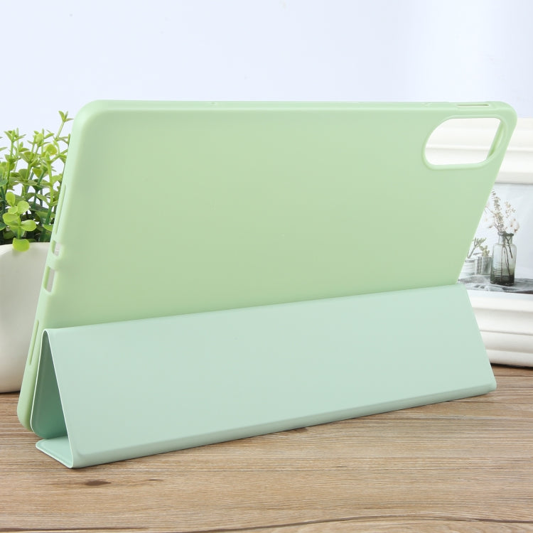 For Huawei MatePad SE 11 2024 Tri-fold Silicone Leather Tablet Case(Green)