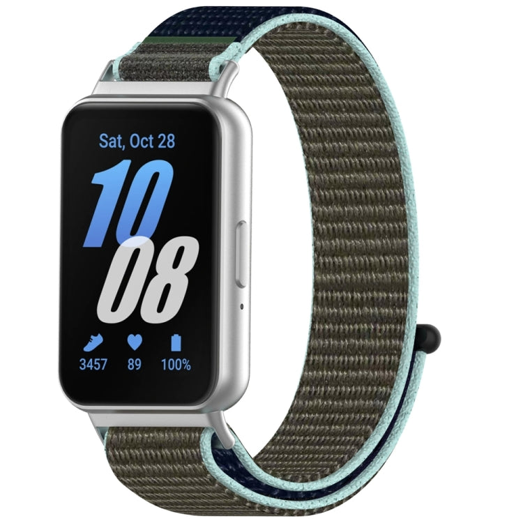 For Samsung Galaxy Fit 3 Nylon Loop Hook and Loop Fastener Watch Band(Grey Blue)