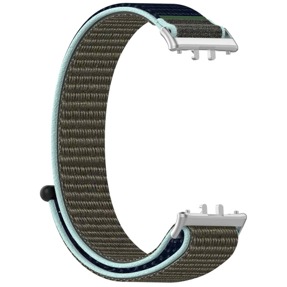 For Samsung Galaxy Fit 3 Nylon Loop Hook and Loop Fastener Watch Band(Grey Blue)